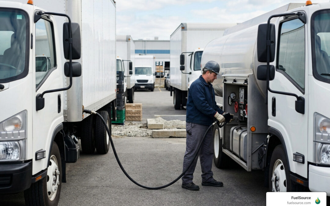 mobile fuel tanker servicing commercial vehicle fleet