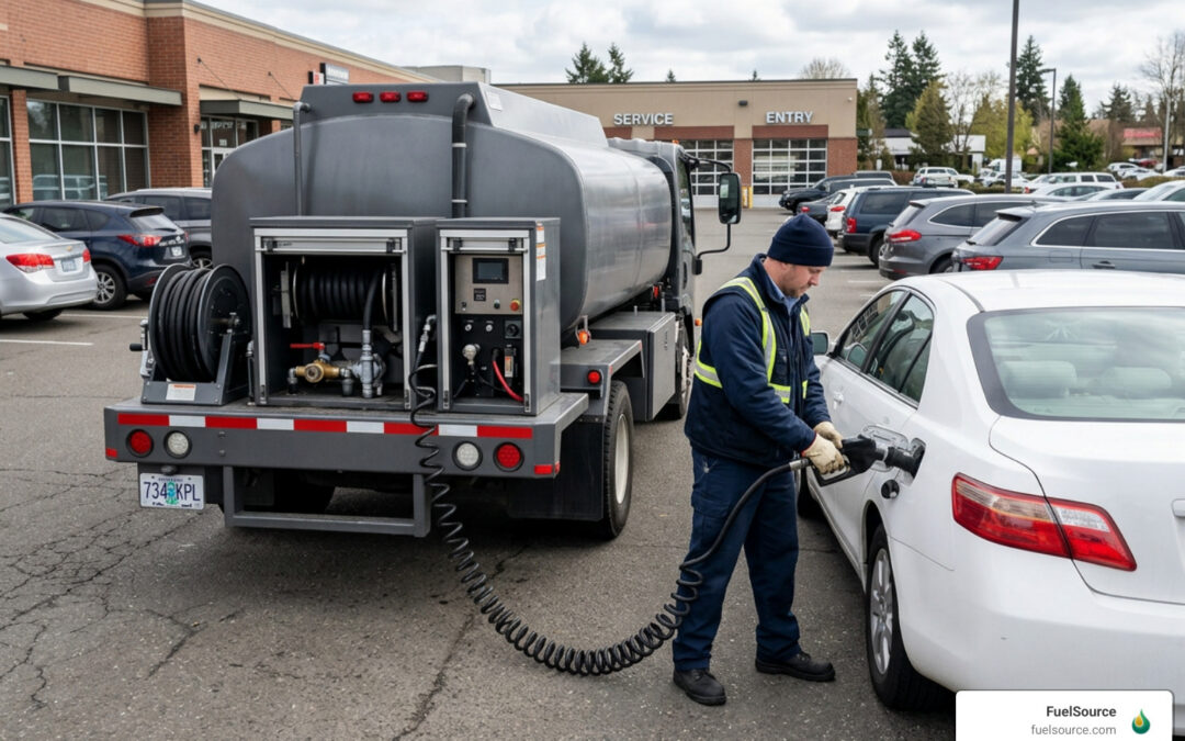 delivering gasoline mobile fueling truck